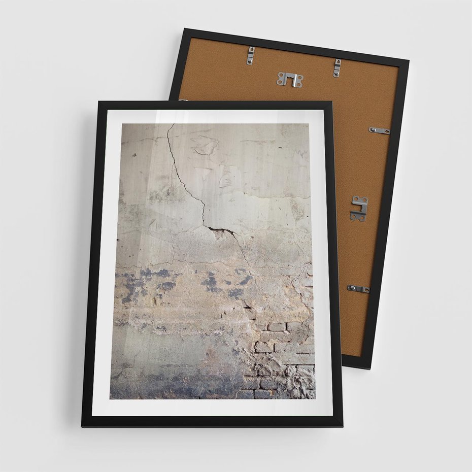 Plakat w ramie 50x70 - Surowość ściany z betonu - ściana, beton - rama czarna