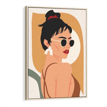 Obraz w ramie 50x70 - Kobieca Przenikliwość - nowoczesny plakat, styl retro - rama drewno