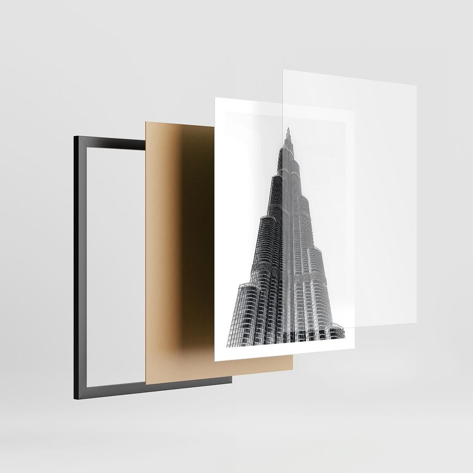 Plakat w ramie 50x70 - Wieżowiec w Monochromii - wieżowiec, architektura - rama czarna