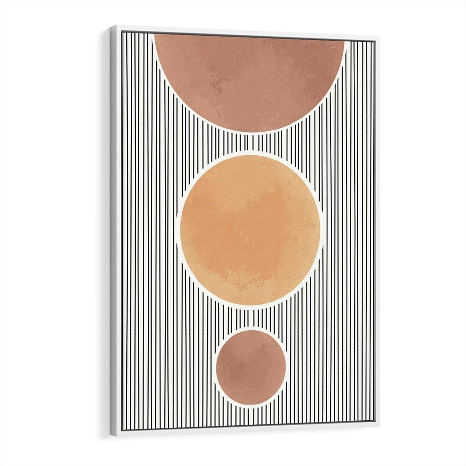 Obraz w ramie 70x100 - Taniec Linii - abstrakcyjna nowoczesna sztuka, koła okręgi - rama biała