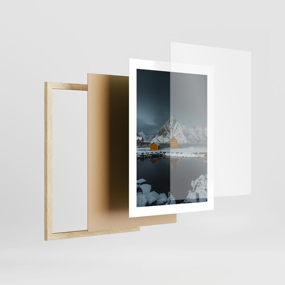 Plakat w ramie 30x40 - Minimalizm i Urok Natury - skandynawskie, domki - rama drewno