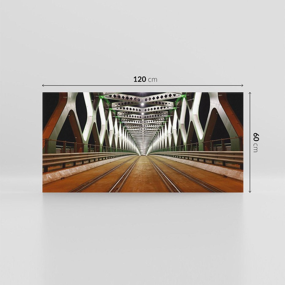 Obraz na płótnie 120x60 - Most kolejowy w nocy - most, kolej