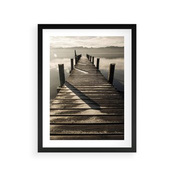 Plakat w ramie 30x40 - Pomost nad jeziorem - pomost, jezioro - rama czarna
