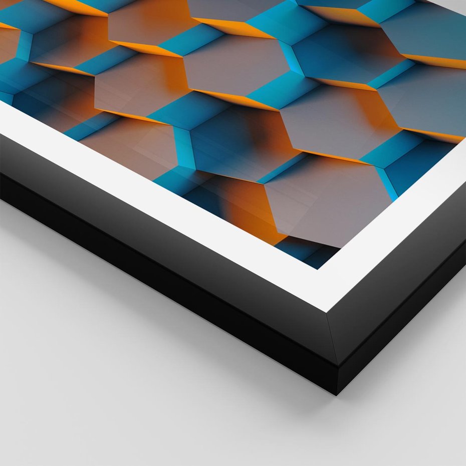 Plakat w ramie 30x40 - Trójwymiarowa Gra - geometryczna, 3D - rama czarna