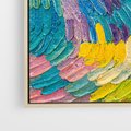 Obraz w ramie 50x50 - Egzotyczne Pióra - abstrakcyjne dzieło, farby olejne - rama drewno