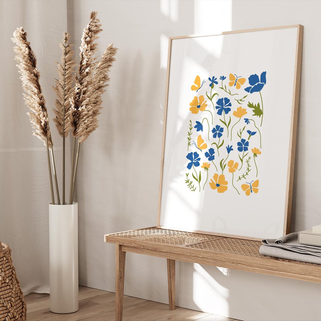 Plakat w ramie 50x70 - Odgłosy Wizji - kwiaty, sztuka nowoczesna - rama drewno
