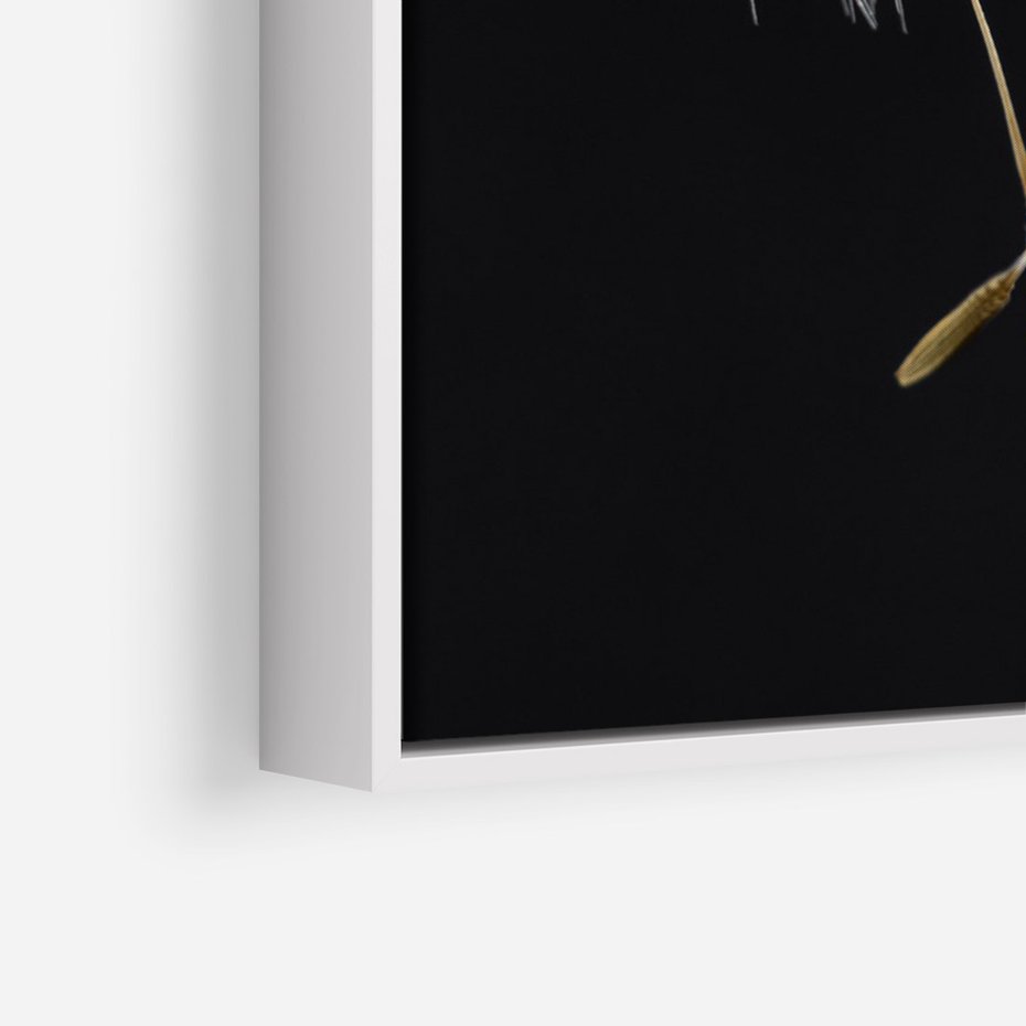 Obraz w ramie 80x120 - Delikatność Wiatru - dmuchawce, makro - rama biała