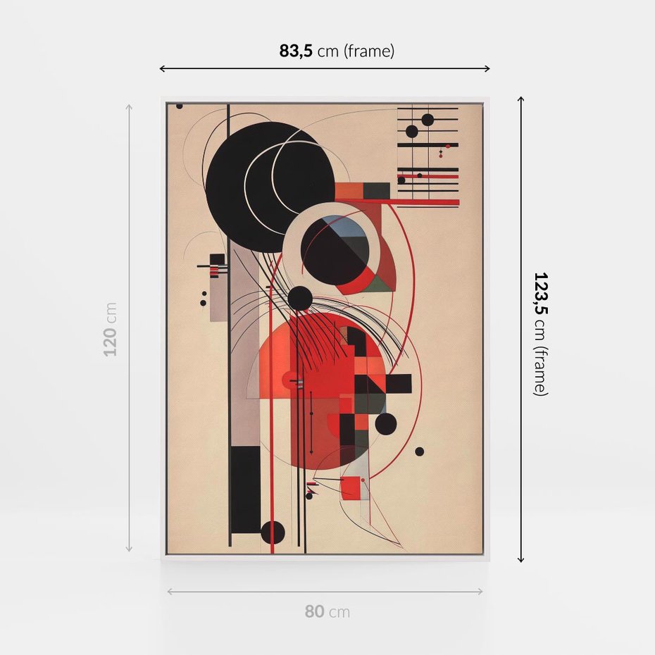 Obraz w ramie 80x120 - Rozbijające Granice Dźwięku - modernistyczny obraz, styl bauhaus - rama biała