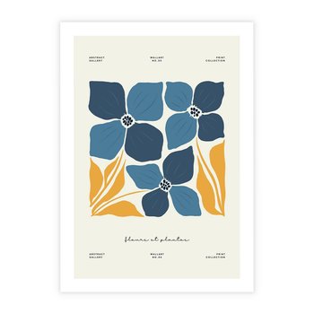 Plakat bez ramy 30x40 - Błękitne Nowości - niebieskie kwiaty, nowoczesna sztuka