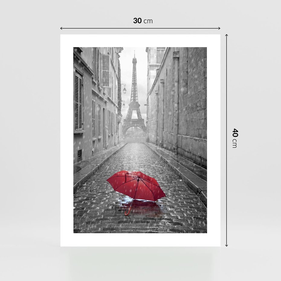 Plakat bez ramy 30x40 - Kolorowy parasol w Paryżu - Paryż, parasol