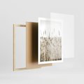 Plakat w ramie 50x70 - Nostalgiczny Pejzaż - suche trawy, pole - rama drewno