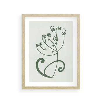 Plakat w ramie 30x40 - Zieleń Wyjątkowego Ukojenia - zielony odcień, abstrakcja - rama drewno