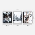 Zestaw obrazy w ramie 30x40 galeria - Renifer, zima, las, pejzaż, natura - rama czarna