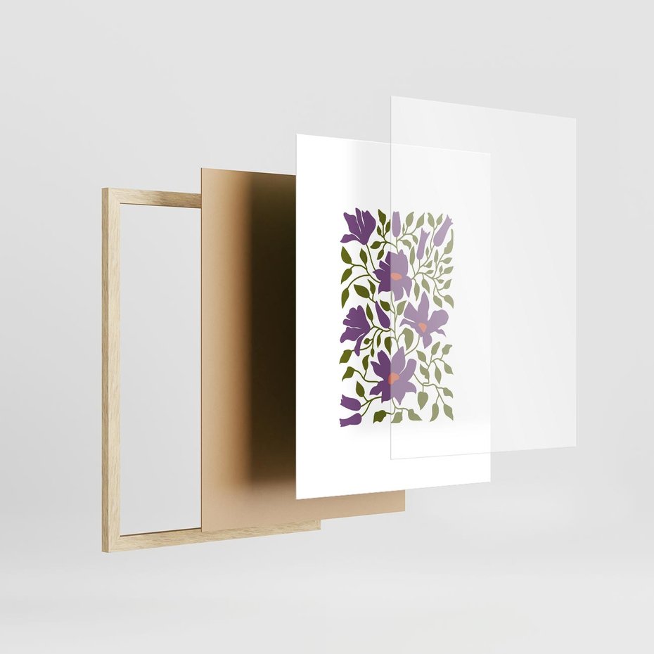 Plakat w ramie 30x40 - Rozmyte Granice - kwiaty, kompozycja - rama drewno