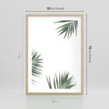 Plakat w ramie 50x70 - Liście Palmy na Czystym Tle - liście palmy, białe tło - rama drewno