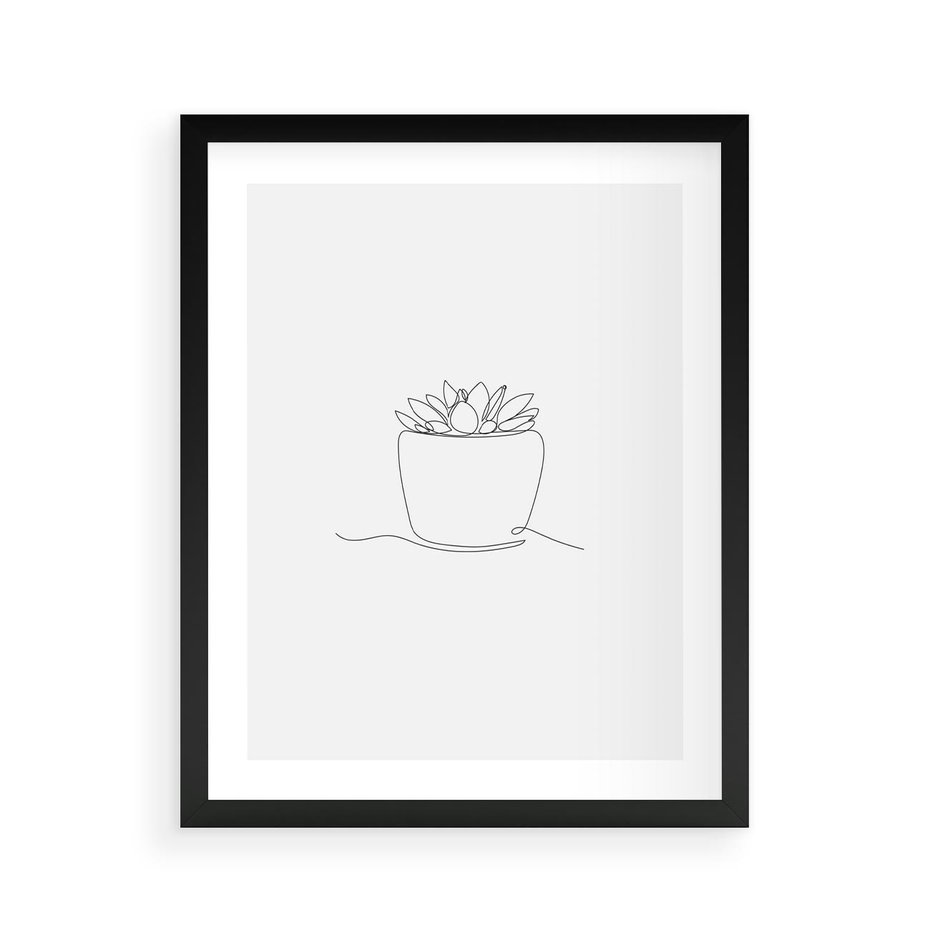 Plakat w ramie 40x50 - Rozkwitające Echa - szkic, minimalizm - rama czarna