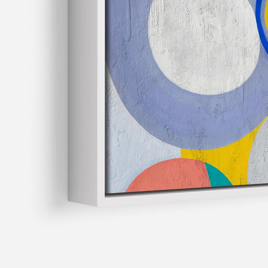 Obraz w ramie 80x80 - Rozkwitająca Symfonia Serca - abstrakcyjne geometryczne kształty, olejny obraz - rama biała