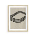 Plakat w ramie 30x40 - Kontury Ewolucji Materii - boho plakat, czarne kropki kreski - rama drewno