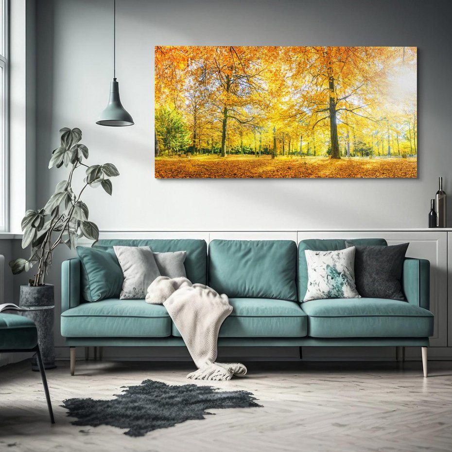 Obraz na płótnie 120x60 - Jesień w Lesie: Urok Lasu - jesień, las