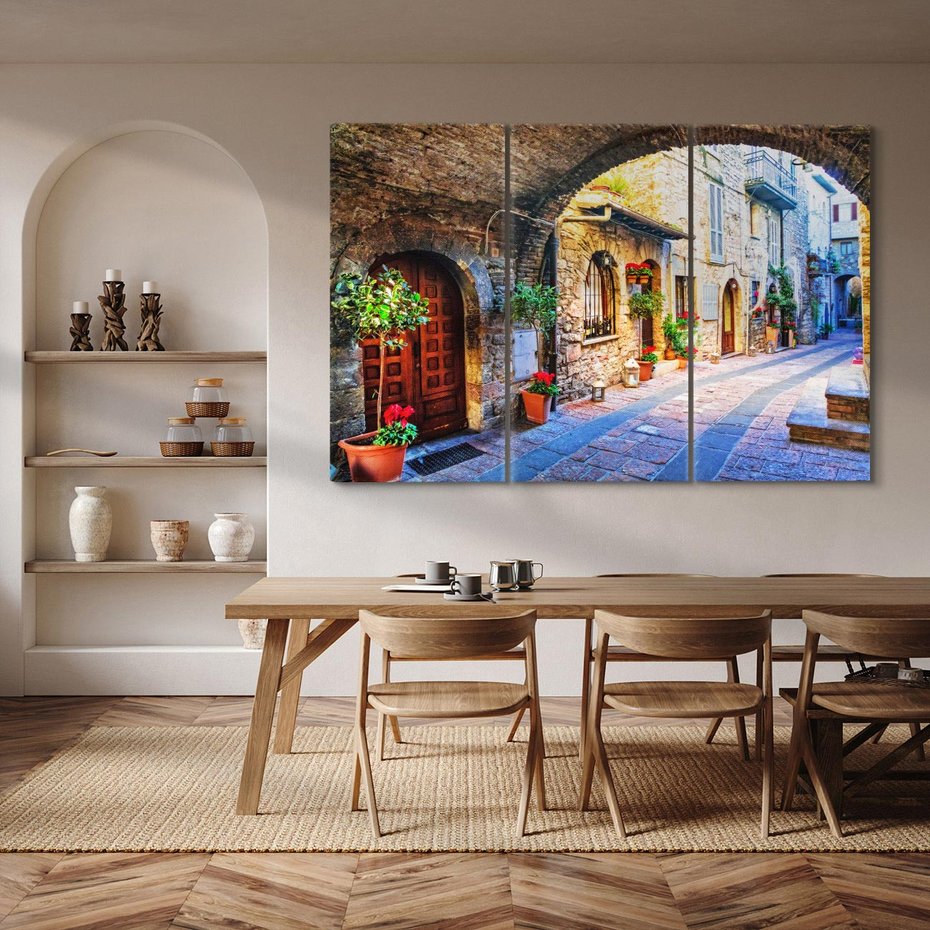 Obraz na płótnie 120x80 - Kwiecista uliczka - uliczka, miasto