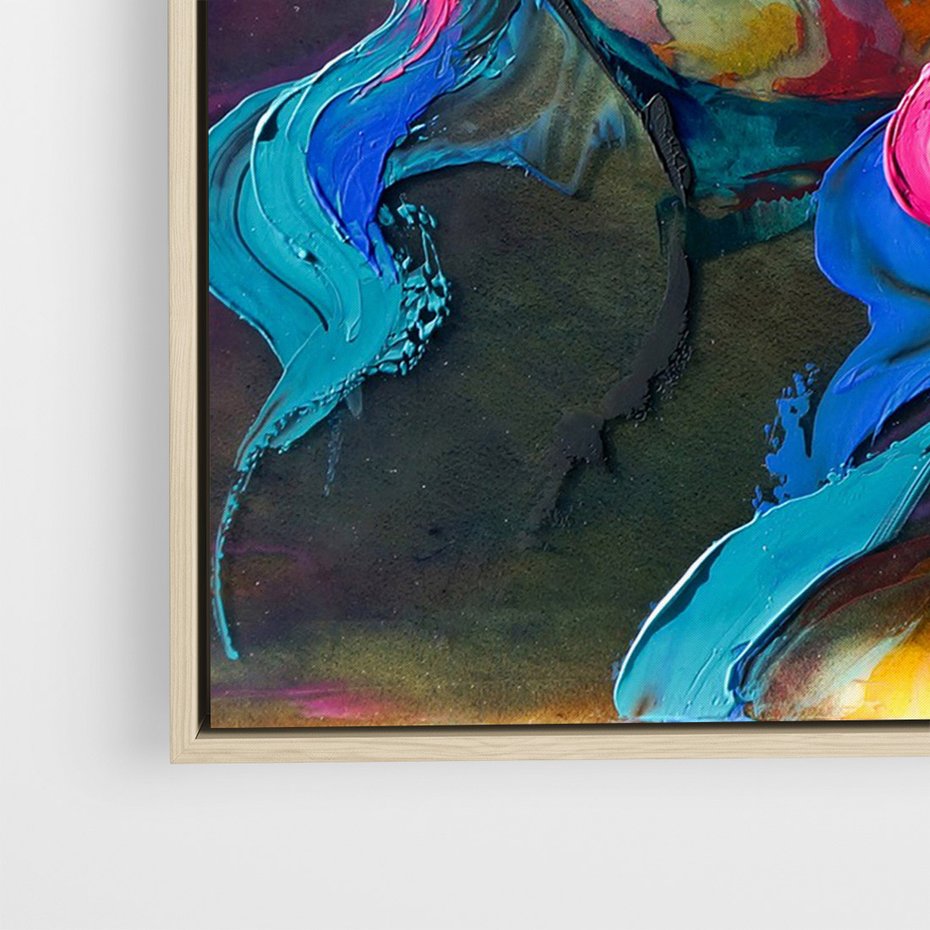 Obraz w ramie 80x120 - Bujna Ekspresja - grafika komputerowa, przypomina obraz olejny - rama drewno