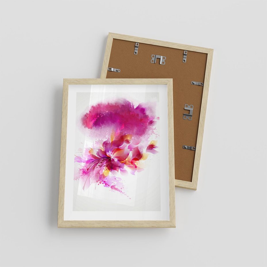 Plakat w ramie 30x40 - Kwiaty abstrakcji - abstrakcja, kwiaty - rama drewno