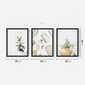 Zestaw obrazy w ramie 30x40 galeria - Liście, minimalizm, skandynawski, styl - rama czarna