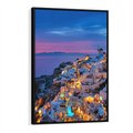 Obraz w ramie 70x100 - Wyblakłe wspomnienia gwiazd - Santorini, wieczór - rama czarna