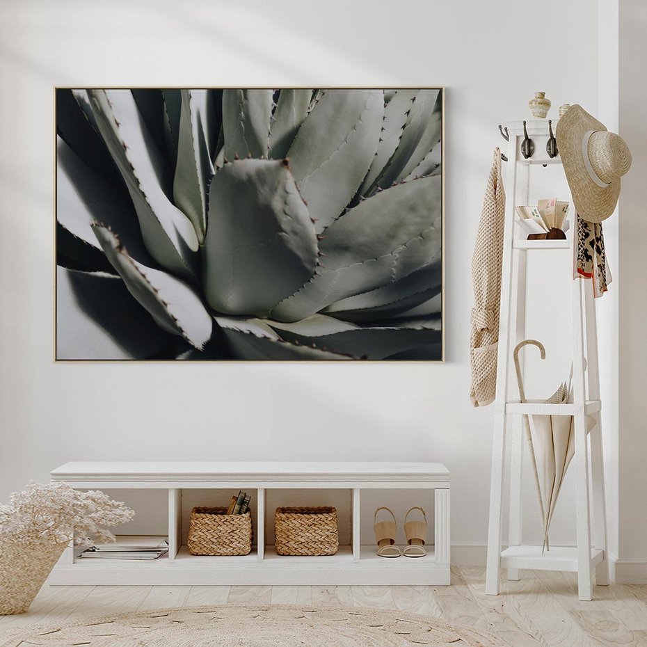 Obraz w ramie 120x80 - Sukulenty wśród kaktusów - sukulenty, kaktusy - rama drewno