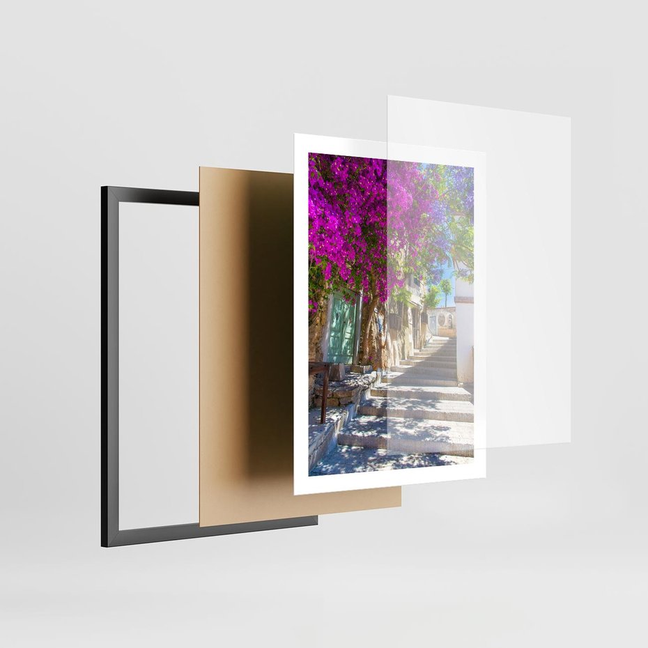 Plakat w ramie 50x70 - Urok Zaklętej Przestrzeni - uliczka, perspektywa - rama czarna