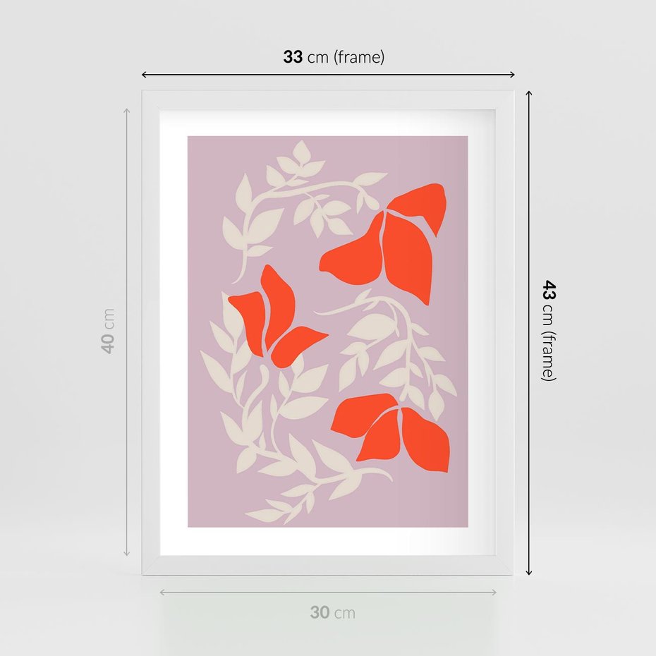Plakat w ramie 30x40 - Kwiatowa Kreatywność - nowoczesny plakat, roślinne motywy - rama biała