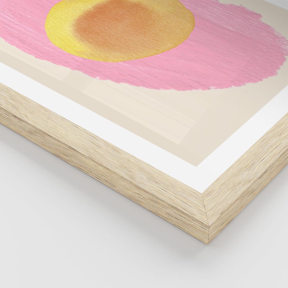 Plakat w ramie 40x50 - Migotliwe Dziwne Ścieżki - abstrakcyjna różowa plama, akwarela - rama drewno