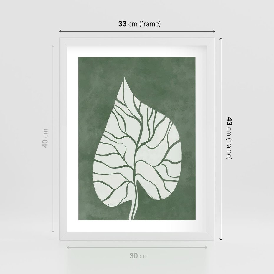 Plakat w ramie 30x40 - Migotliwe Wnętrze Zieleni - zielony plakat, roślinne motywy - rama biała