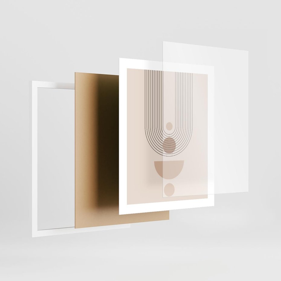 Plakat w ramie 40x50 - Strukturalne Kształty Postępu - boho plakat, minimalizm - rama biała