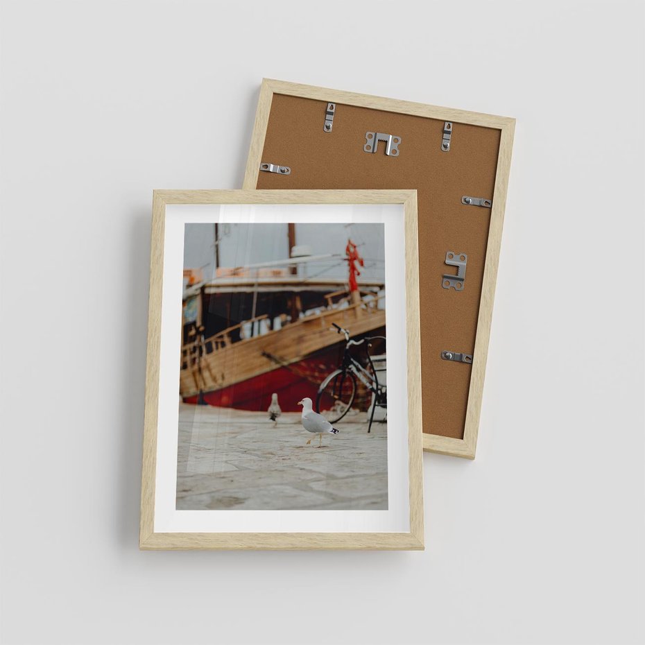 Plakat w ramie 30x40 - Przygoda na Horyzoncie - port, statek - rama drewno