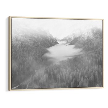 Obraz w ramie 120x80 - Szare Góry - zamglony krajobraz, las - rama drewno