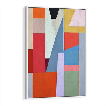 Obraz w ramie 80x120 - Migotliwe Nastroje Kształtów - różne geometryczne formy, olejny obraz - rama biała