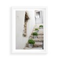 Plakat w ramie 50x70 - Wznoszące się Marzenia - schody, perspektywa - rama biała