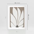 Plakat w ramie 30x40 - Ekspresyjne Kontury - abstrakcyjny kwiat, beże i brązy - rama biała