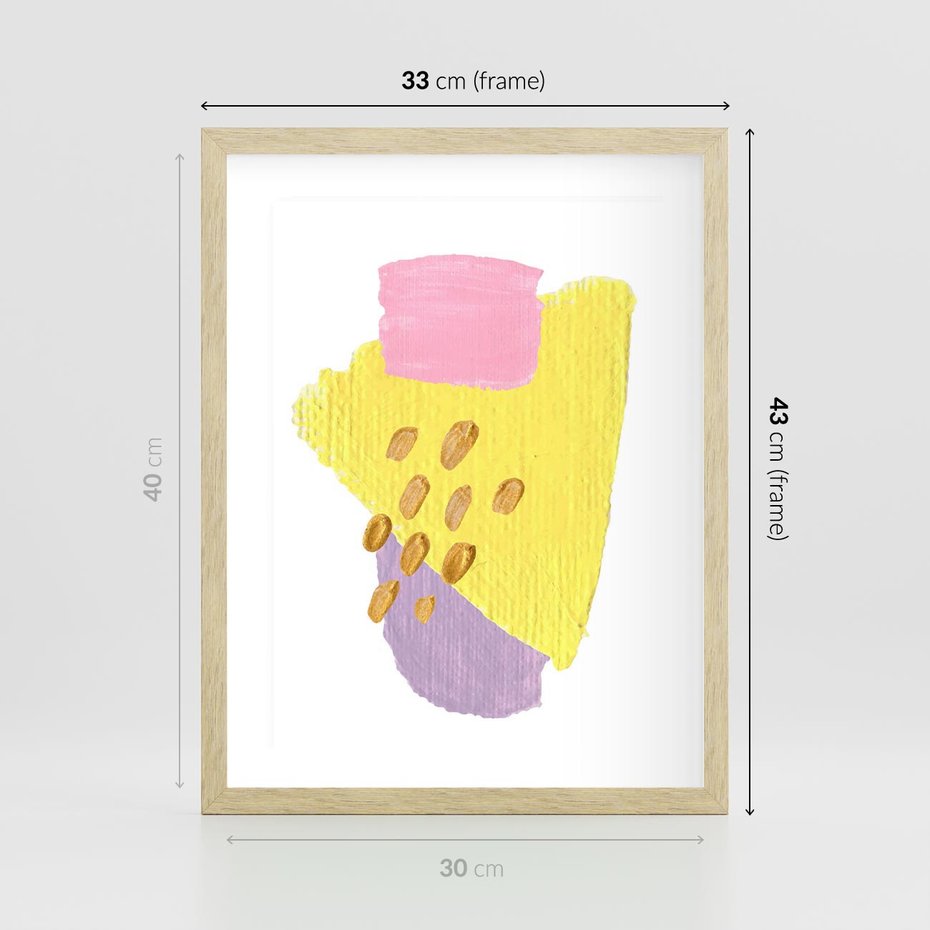 Plakat w ramie 30x40 - Refleksje Akwarelowych Widoków - akwarela, minimalizm - rama drewno