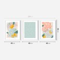 Zestaw obrazy w ramie 40x50 galeria - Monstera, liście, pastelowe, nowoczesne - rama biała