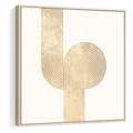 Obraz w ramie 80x80 - Podróżne Kształty - geometryczne linie w złotym kolorze, minimalizm - rama drewno