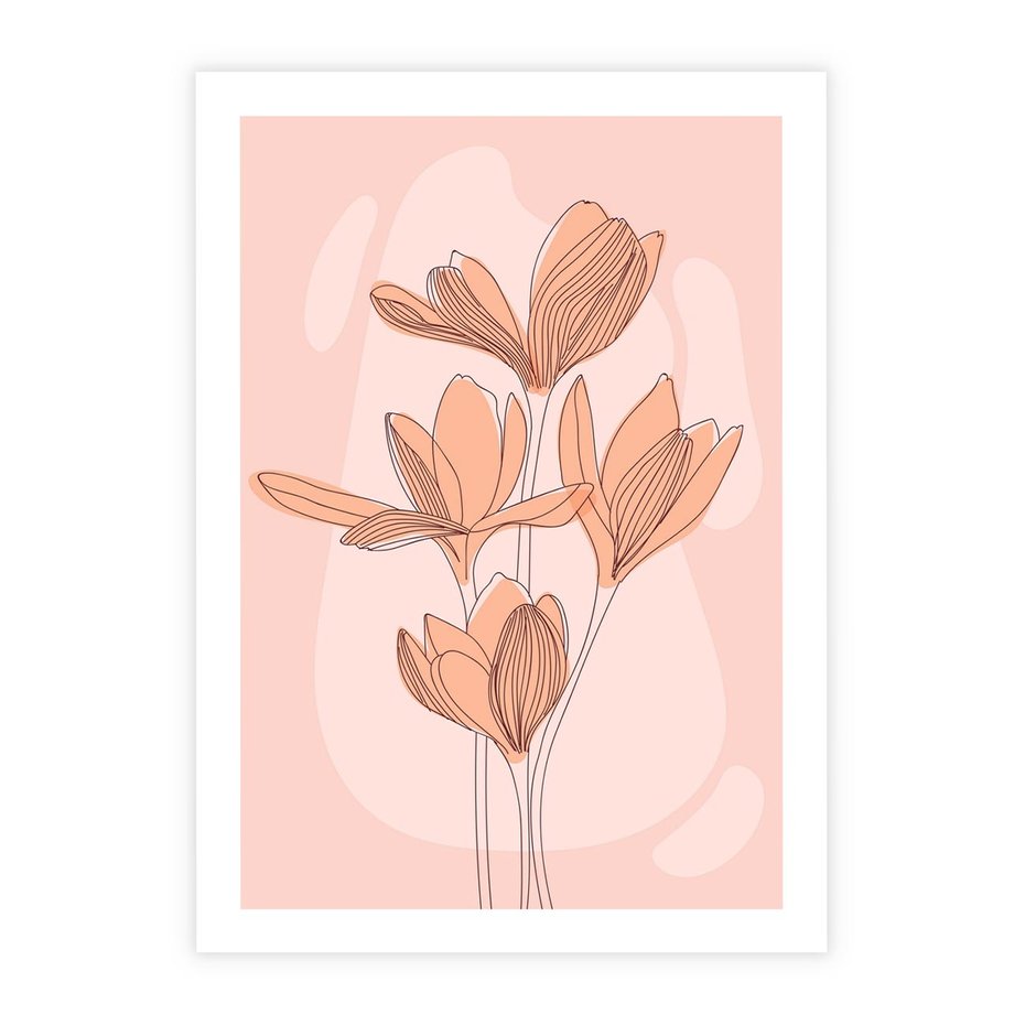 Plakat bez ramy 40x50 - Przenikające Kształty - minimalistyczny plakat, pudrowe kwiaty