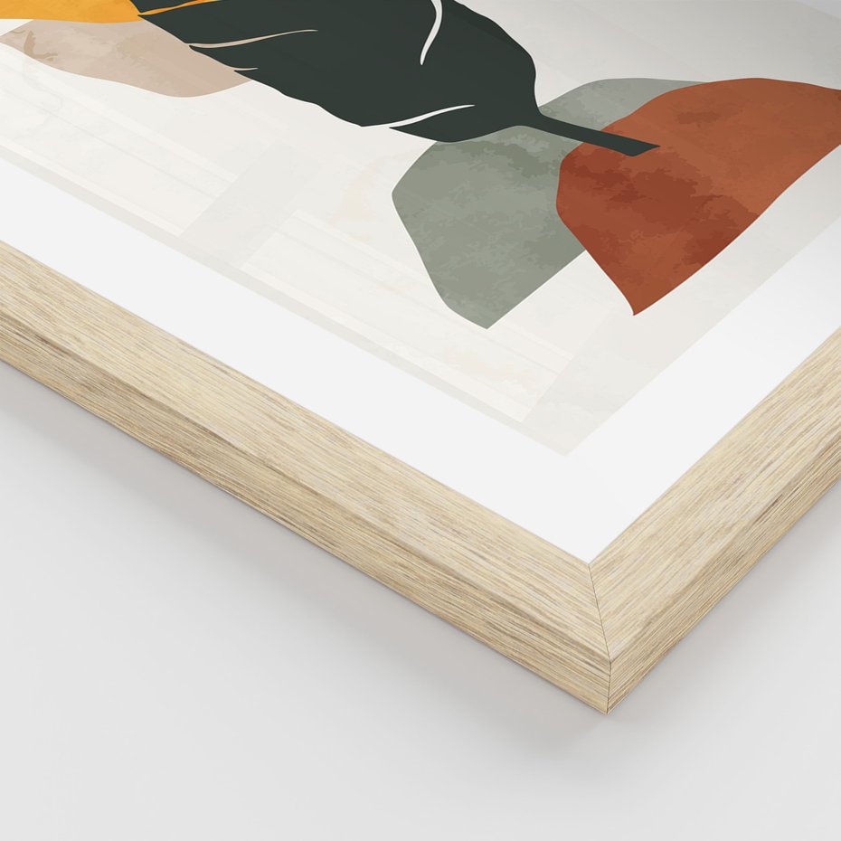 Zestaw obrazy w ramie 50x70 galeria - Liście, boho, palma - rama drewno