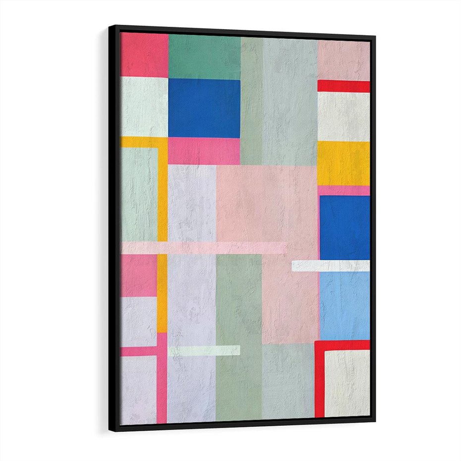 Obraz w ramie 70x100 - Rozbijające Granice Wyobraźni - abstrakcyjne geometryczne kształty, olejny obraz - rama czarna