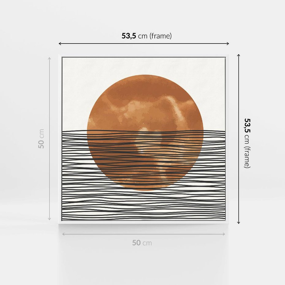 Obraz w ramie 50x50 - Okrąg Mocy - boho obraz, geometria - rama biała