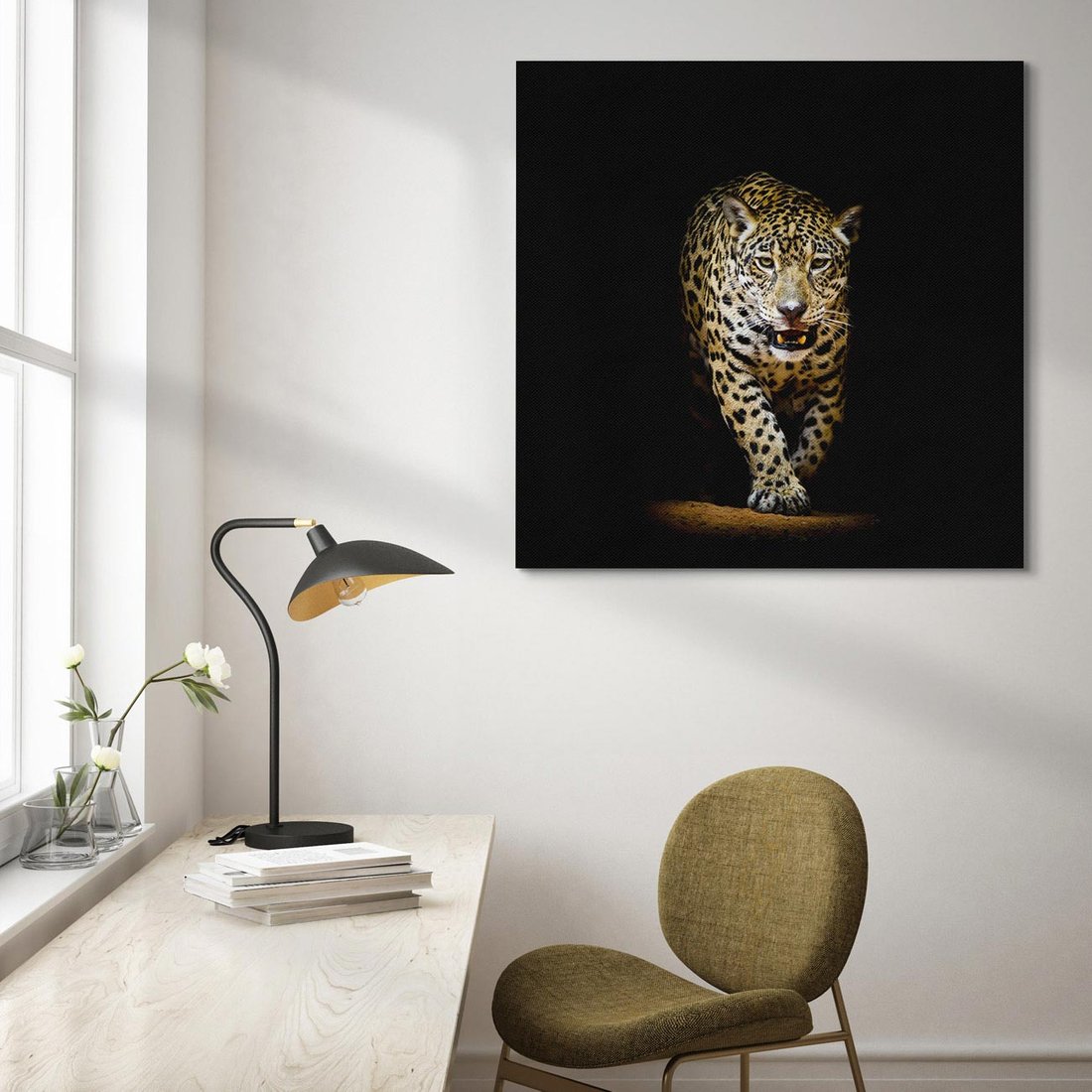 Obraz na płótnie 40x40 - Elegancja lamparta - lampart, pantera