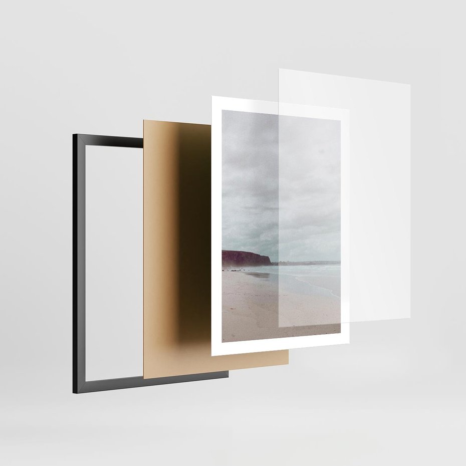 Plakat w ramie 50x70 - Mglista Plaża - plaża, mglisty krajobraz - rama czarna