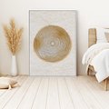 Obraz w ramie 80x120 - Zapisane w promieniach słońca - beżowe strukturalne tło, koła - rama biała