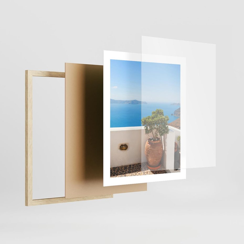 Plakat w ramie 40x50 - Santorini - oaza greckiej wyspy - Santorini, grecka - rama drewno